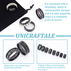 16 pieza de 16 estilos de acero inoxidable 201 con ranuras para anillos de dedo&nbsp;STAS-UN0044-16