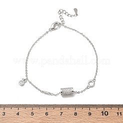 Pulseras con dijes de columna de latón con micro pavé de circonitas cúbicas transparentes&nbsp;KK-CBA6980-26P