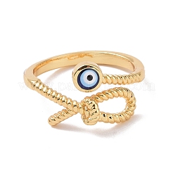 Anello malocchio smaltato con nodo a polsino aperto con zirconi chiari&nbsp;RJEW-P032-44G