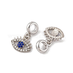 Gestell-Plating-Legierung Kristall & Capri blau Strass europäischen baumeln Charms&nbsp;FIND-C055-17P