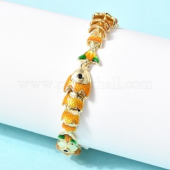Messing-Gliederkettenarmbänder mit Mikropflaster und Zirkonia für Damen&nbsp;BJEW-H639-01G