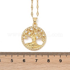 Colliers avec pendentif arbre de vie en laiton pavé de zircons cubiques&nbsp;NJEW-D309-01G-B