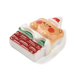 Cabochons décodés en résine opaque sur le thème de l'ours de Noël&nbsp;RESI-S397-02G