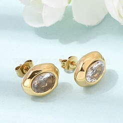 6 paire de boucles d'oreilles puces en acier inoxydable 304 serties de zirconiums cubiques&nbsp;SA-CBADCF0-04GP-04