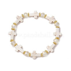 Bracciali elastici in perline sintetiche turchesi per donna&nbsp;BJEW-JB11574-02