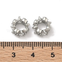 Perline europee in ottone a forma di goccia e fiore con zirconi cubici trasparenti&nbsp;KK-D228-08P