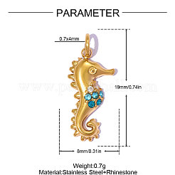 Pendentifs en acier inoxydable 304 avec strass saphir&nbsp;RB-OY001-45G