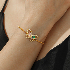 Gliederarmbänder aus Messing mit Micropave-Kubikzirkonia-Schieber&nbsp;CY1858-2