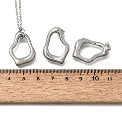 Unregelmäßiges Set aus Halskette und Ohrsteckern aus Edelstahl 304 mit Anhänger für Damen&nbsp;SJEW-E052-01P
