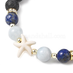 Bracelets extensibles en pierre de lave naturelle&nbsp;BJEW-JB12789-01