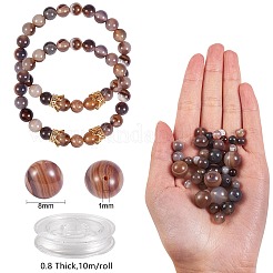 Gefärbte und erhitzte runde Perlen aus natürlichem Achatimitat aus Botswana-Achat für die Herstellung von DIY-Armbändern&nbsp;DIY-SZ0006-94B