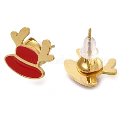 Boucles d'oreilles à tige en acier inoxydable 304 avec placage ionique (IP) et émail&nbsp;EJEW-I316-03G-03