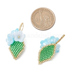 Orecchini a leva con fiori e perline di vetro fatti a mano&nbsp;EJEW-MZ00487-03