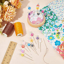 50 Stück 10 Farben handgefertigte Polymer-Ton-Blumen-Eisenkopfnadeln&nbsp;DIY-AB00042