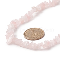 Halsketten aus natürlichen Rosenquarz-Perlensplittern mit Karabinerverschluss und Kettenverlängerung aus Edelstahl 304&nbsp;NJEW-JN04225-01