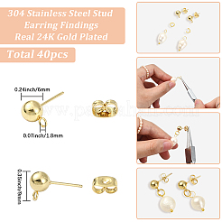 40 Stück Ohrstecker-BeZubehör aus 304 Edelstahl&nbsp;STAS-SC0010-54