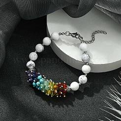 Natürliches Howlith-Perlenarmband&nbsp;BJEW-TA00402-02