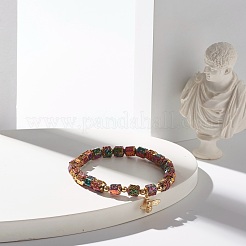 Natürliche Lavagestein-Hexagon-Perlen dehnen Armbänder aus&nbsp;BJEW-JB07268