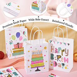 8 Stück 4 Stile Geburtstags-Rechteck-Geschenktüten aus Papier mit Seilgriffen&nbsp;ABAG-TA0001-70