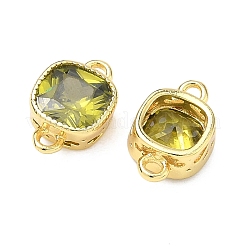 Breloques carrées en laiton pavé de zirconiums cubiques&nbsp;KK-P348-06G-02