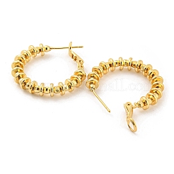 Aretes de aro con cuentas y disco de latón chapado en bastidor&nbsp;EJEW-K263-25G