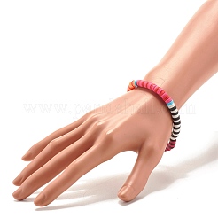 Braccialetto elastico fatto a mano con perline heishi in argilla polimerica&nbsp;BJEW-JB07605