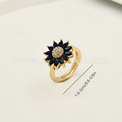 Anillos abiertos ajustables de latón con micropavé de circonita cúbica para mujer&nbsp;YI2958-1