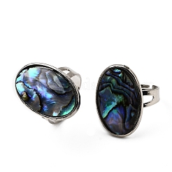 Fingerringe aus Messing und natürlicher Paua-Muschel&nbsp;RJEW-S638-01P