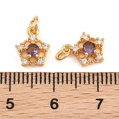 Breloques en laiton avec zircone cubique de micro pave&nbsp;CU-CBAA6E8-05G-06