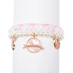 3 stücke 3 stil muschelperlen & glas saatperlen stretch-armbänder set&nbsp;BJEW-JB08705-02