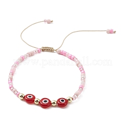 3-teiliges Set mit Armbändern aus Bunte Malerei- und Glassamen-geflochtenen Perlen in zwei Farben mit bösem Blick&nbsp;BJEW-JB09574
