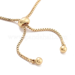 Braccialetti con cursore a catena quadrata con pavé di ottone trasparente e zirconi cubici trasparenti&nbsp;BJEW-B094-10B-G