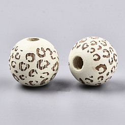 Perles de bois naturel peintes&nbsp;WOOD-T021-53B-12