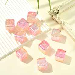 10 Stück transparente Acrylperlen mit Farbverlauf und UV-Beschichtung.&nbsp;OACR-YW0002-25B