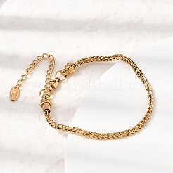 Bracelets en acier inoxydable 304 avec chaîne de blé pour femmes&nbsp;BJEW-A158-02H-G