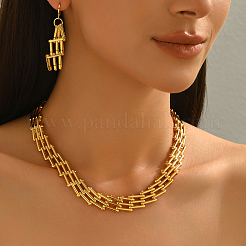 Ensembles de colliers et de boucles d'oreilles vintage en chaîne à couches de fer pour femmes&nbsp;BR3637