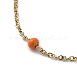 PVD-Vakuumbeschichtung goldenes 304 Edelstahl-Kabelkettenarmband mit Emaille-Unterlegscheibe-Perlen&nbsp;BJEW-G683-02G-01