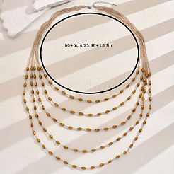 Lange mehrlagige Halsketten aus Kunststoff im Bohème-Stil mit Doppelkegelperlen für Damen im Alltag&nbsp;DF6907-3