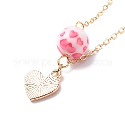 Cuore smaltato in lega con orecchini pendenti con collana pendente con perline in resina&nbsp;SJEW-JS01249