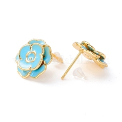 Aretes de flores esmaltadas para mujer&nbsp;EJEW-I684-07G-03-RS
