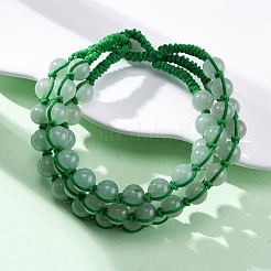 Natürliche grüne Aventurin-Armbänder mit runden Perlen und mehreren Strängen für Männer und Frauen&nbsp;BJEW-G743-02D