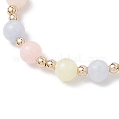 Bracelets en perles rondes en jade blanc naturel imitation morganite&nbsp;BJEW-JB11933-02