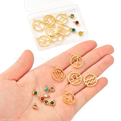 24 Stück 12 Farben 303 Edelstahl Strass Charms&nbsp;STAS-LS0001-30