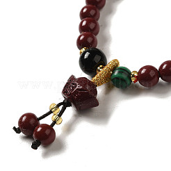 Bracelets extensibles mala cinabre ronds de 6 mm&nbsp;BJEW-B080-28B-10