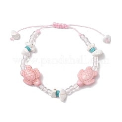 Bracelets tressés en perles synthétiques turquoise et magnésite&nbsp;BJEW-JB11676