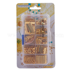 Schmuck Grundlagen Klasse Kit Gold Hummer Spange Sprung Ringe Legierung Drop Endstücke Band endet Twist Extender Ketten mischen 10 Stil viel in in einer Box&nbsp;FIND-PH0003-01G