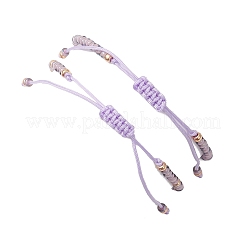 2 bracciale intrecciato con perline di ametista naturale e vetro per donna&nbsp;BJEW-MZ00247-04