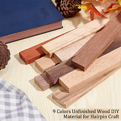 9 pièce de matériel de bricolage en bois brut de 9 couleurs pour l'artisanat des épingles à cheveux&nbsp;WOOD-OC0002-85
