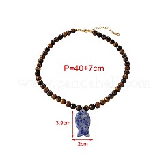 Ciondolo a forma di pesce in diaspro blu naturale a pois oceanico&nbsp;WG65B2A-01