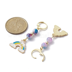 Regenbogen-Creolen aus natürlicher weißer Jade (gefärbt).&nbsp;EJEW-JE05352